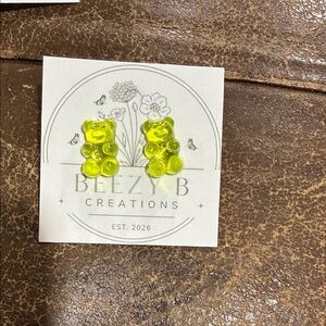 Beezy B Creations Neon Yellow Gummy Bear Stud Earrings